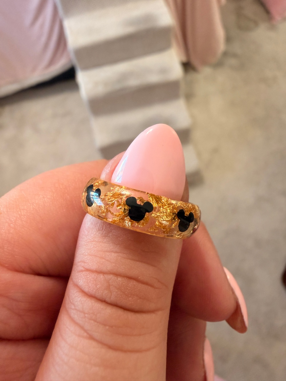 Gold Flake Resin Ring with mickeys size 5